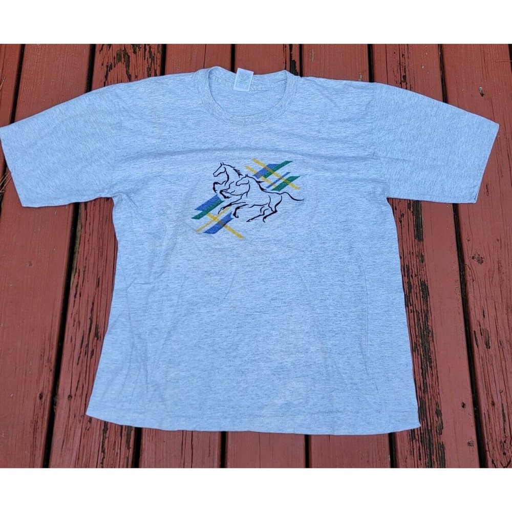 Vintage 90s Cowboy Horse T-shirt XL Single Stitch Trail Riders Tennessee Walk